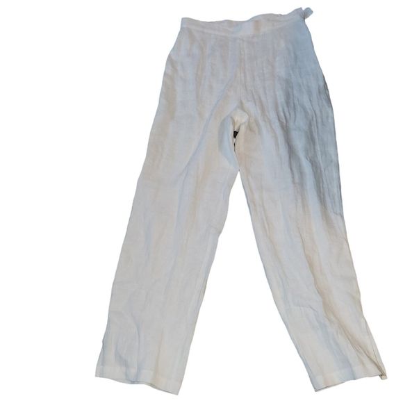 20 South White‎ Linen Pants Elastic Waist Slacks Women's 10 Size 28 Inch Waist - Picture 1 of 4